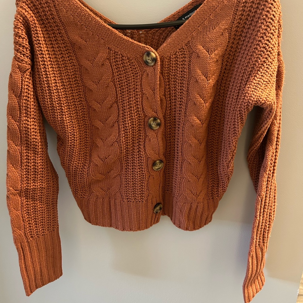 Women's Cable Knit Sweater - Rust